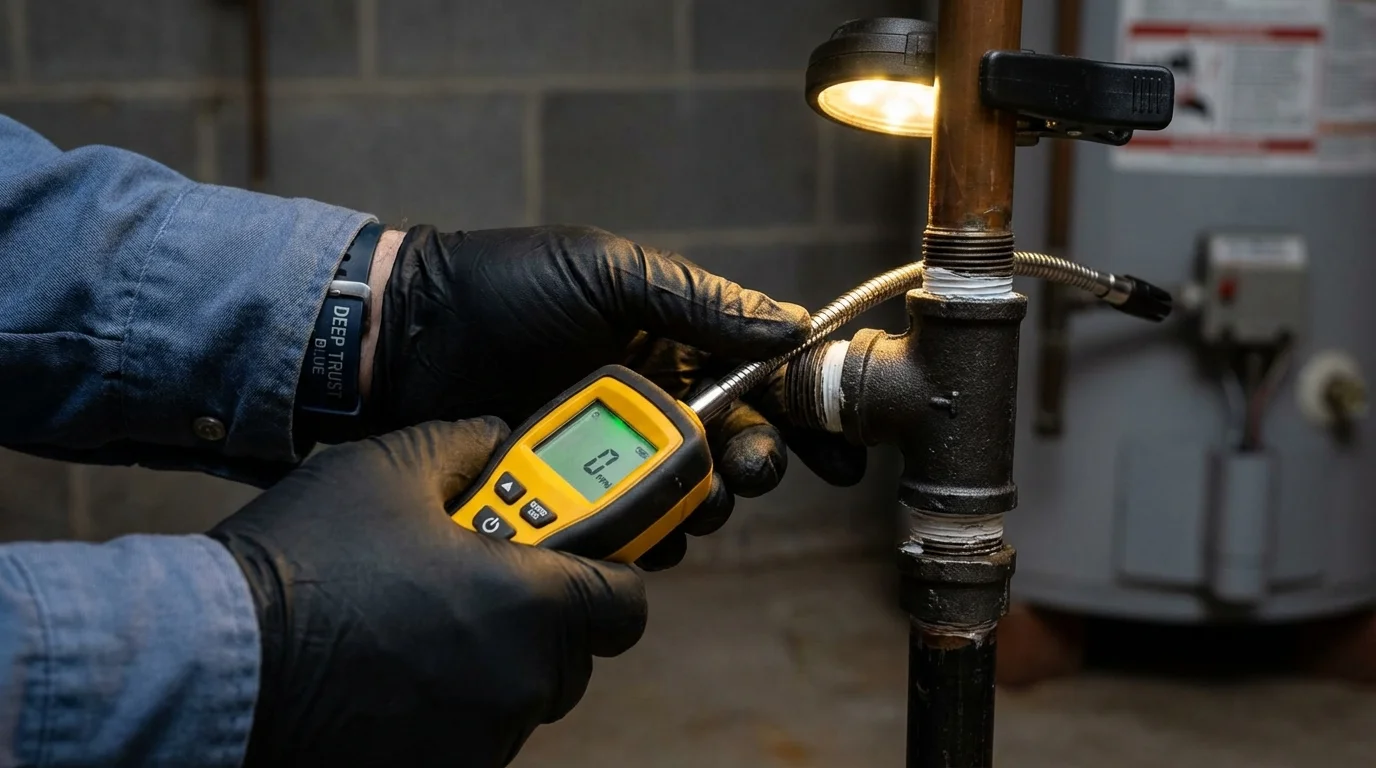Gas leak detection with electronic sniffer by Johns Plumbing LLC in Wrightsville
